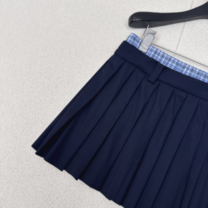 MIU25SS Patchwork Checkered Skirt