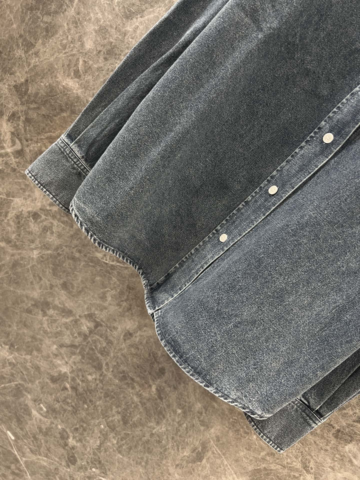 MIU25SS distressed washed denim shirt jacket