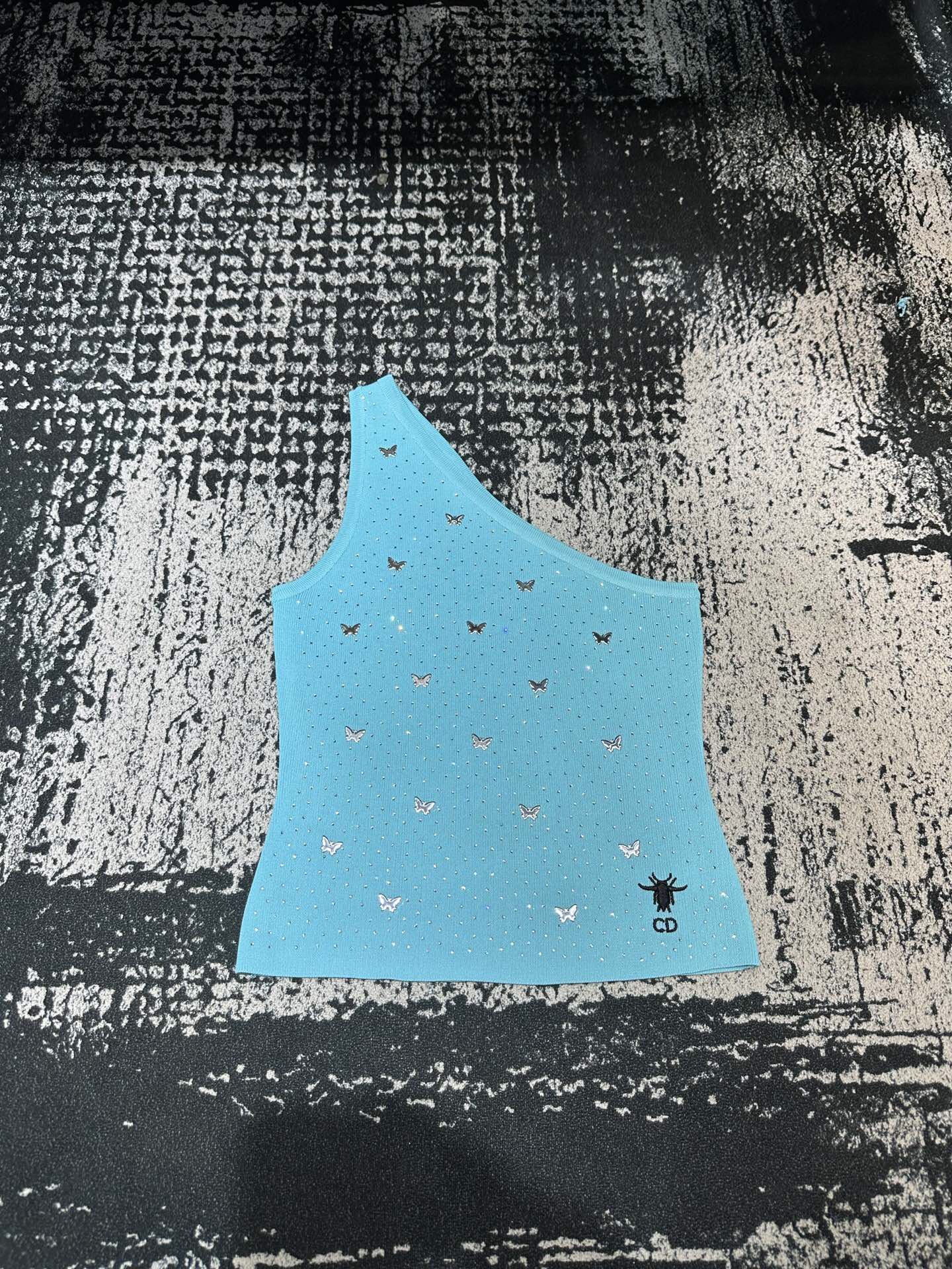 DOR25 summer new full hot diamond heavy section slant shoulder undershirt