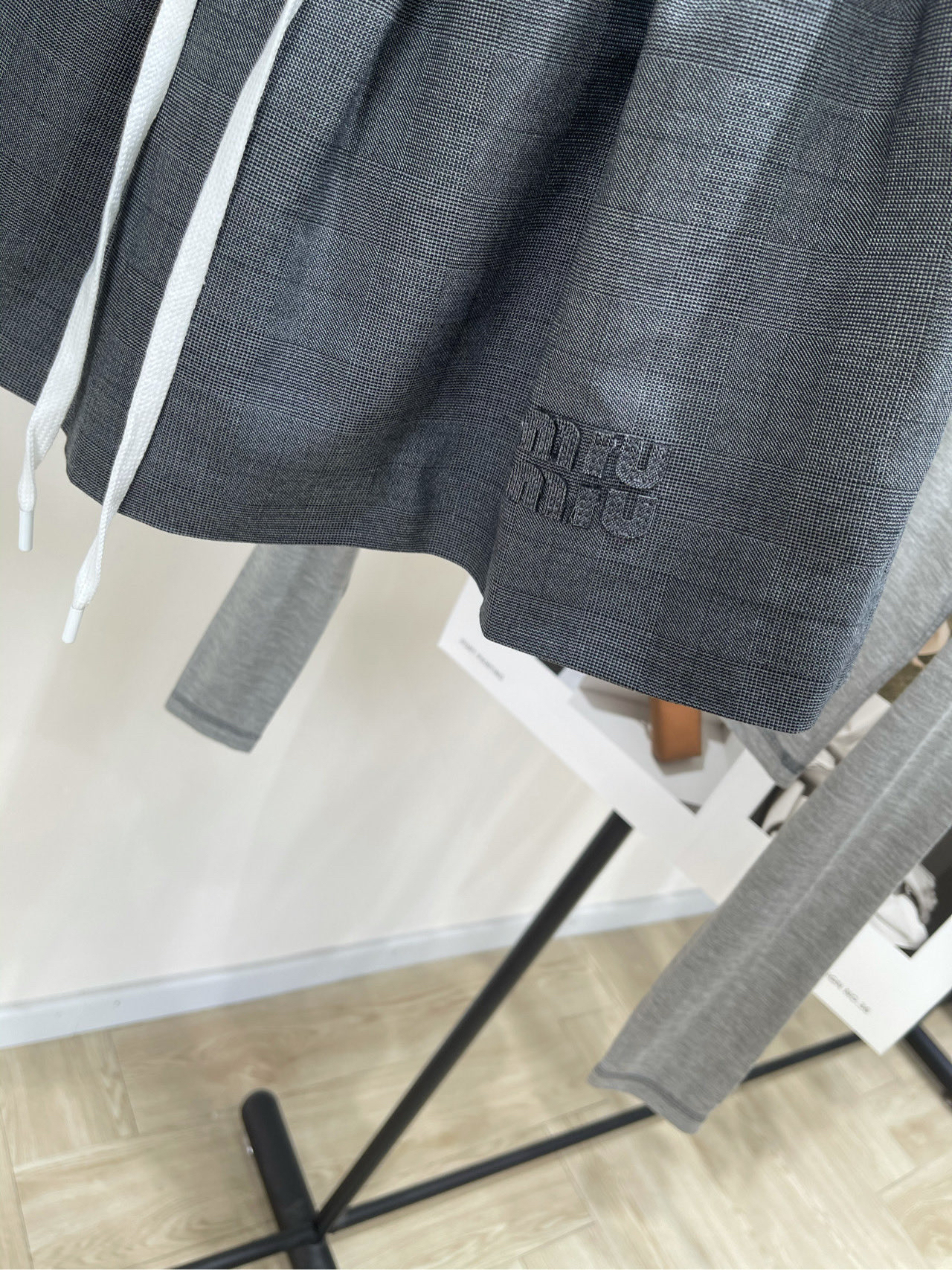 Miu Gray Checkered Shorts