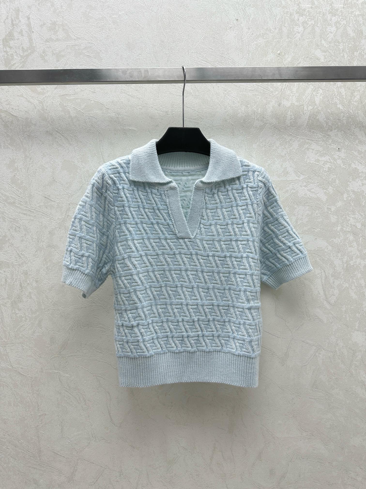 Fend Fall/Winter New Knit Lapel Short Sleeve