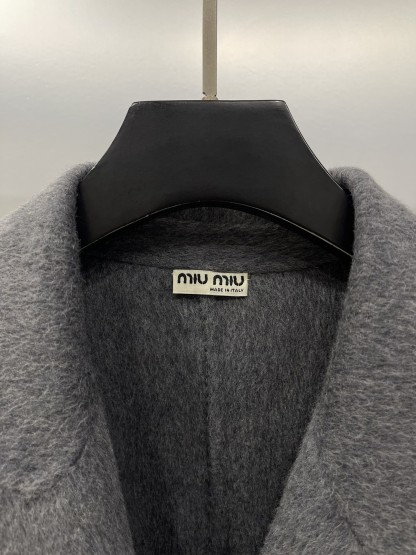Miu three-dimensional logo tweed coat jacket