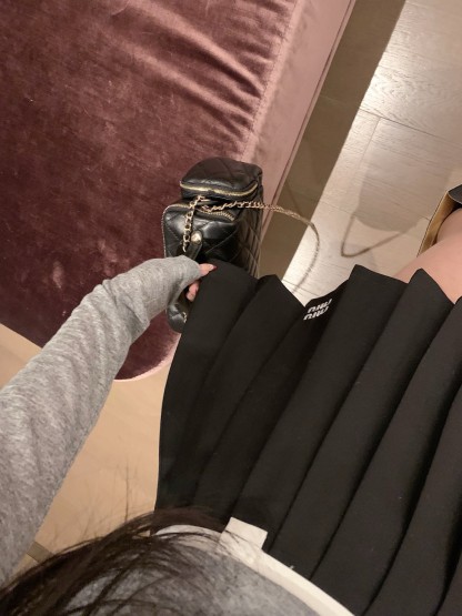 Miu Colorblock Embroidered Pleated Skirt