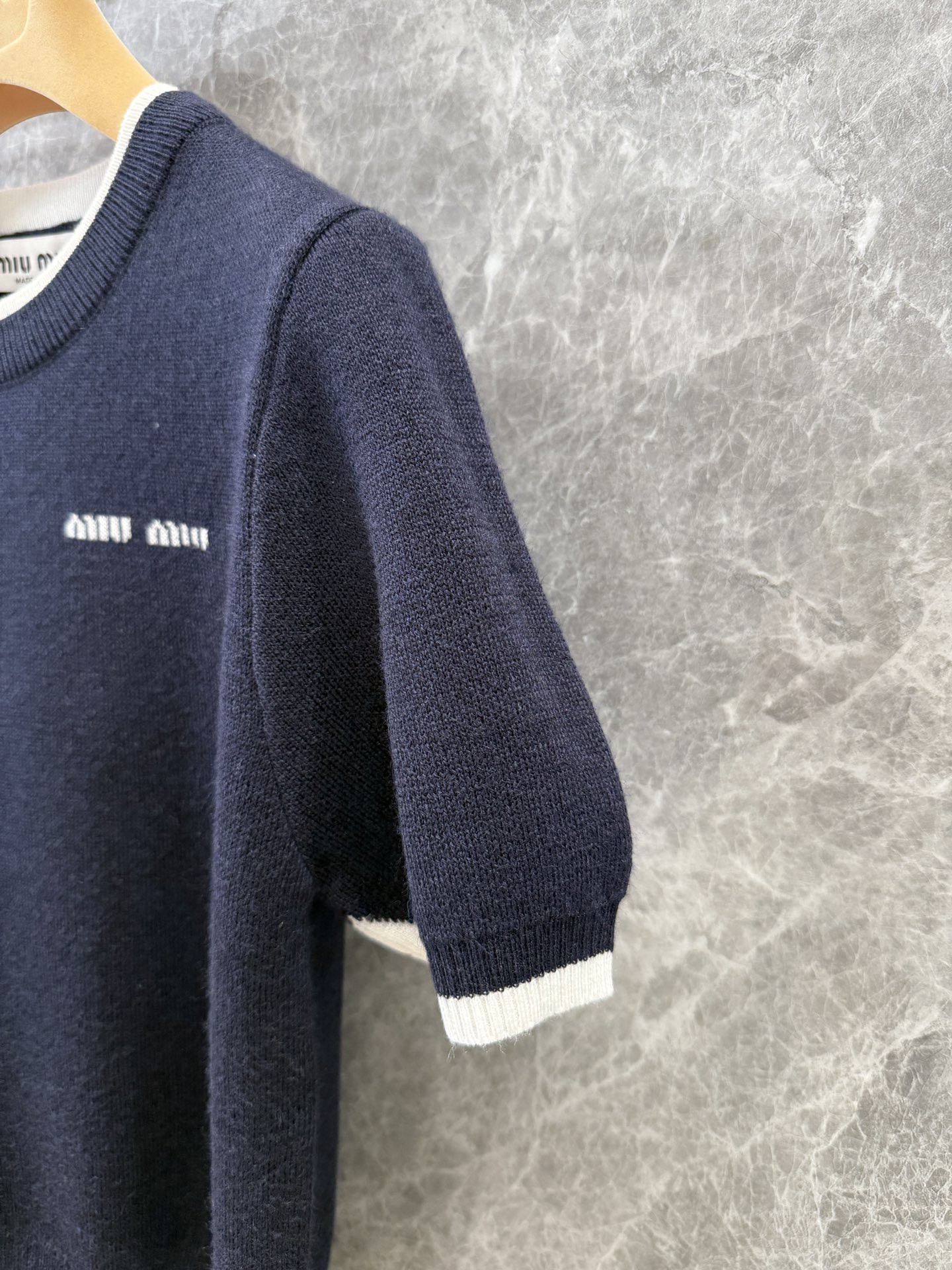 Miu False Two Piece Knitted Cashmere Short Sleeve