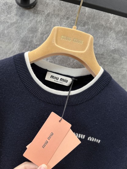 Miu False Two Piece Knitted Cashmere Short Sleeve