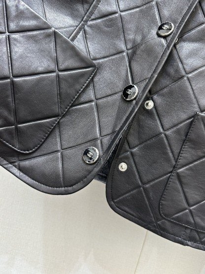 CHNEL Big Stock Black Leather Jacket