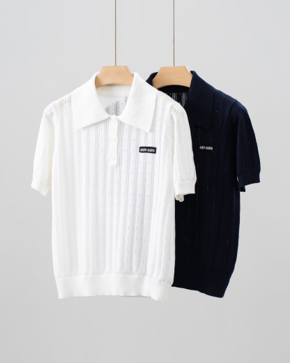 MIU25SS Wool Short Sleeve Polo Shirt