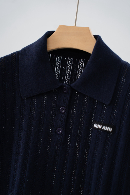 MIU25SS Wool Short Sleeve Polo Shirt