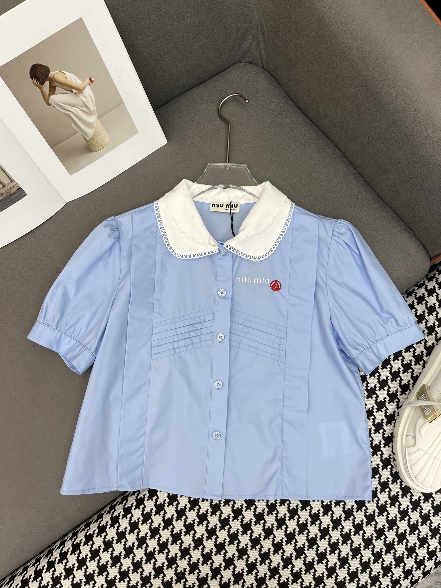 MIU25SS Bubble Sleeve Lace Collar Shirt