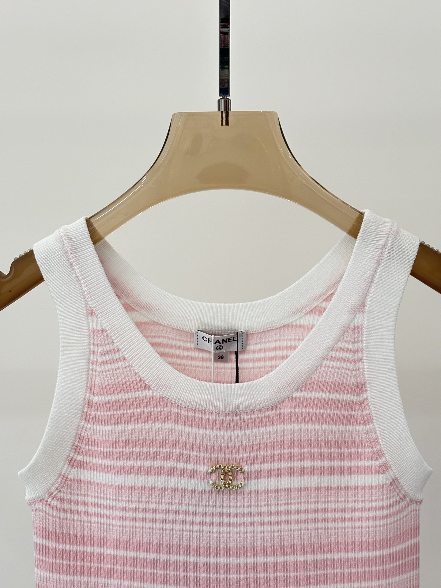 CHANE25SS round neck monogrammed logo tank top