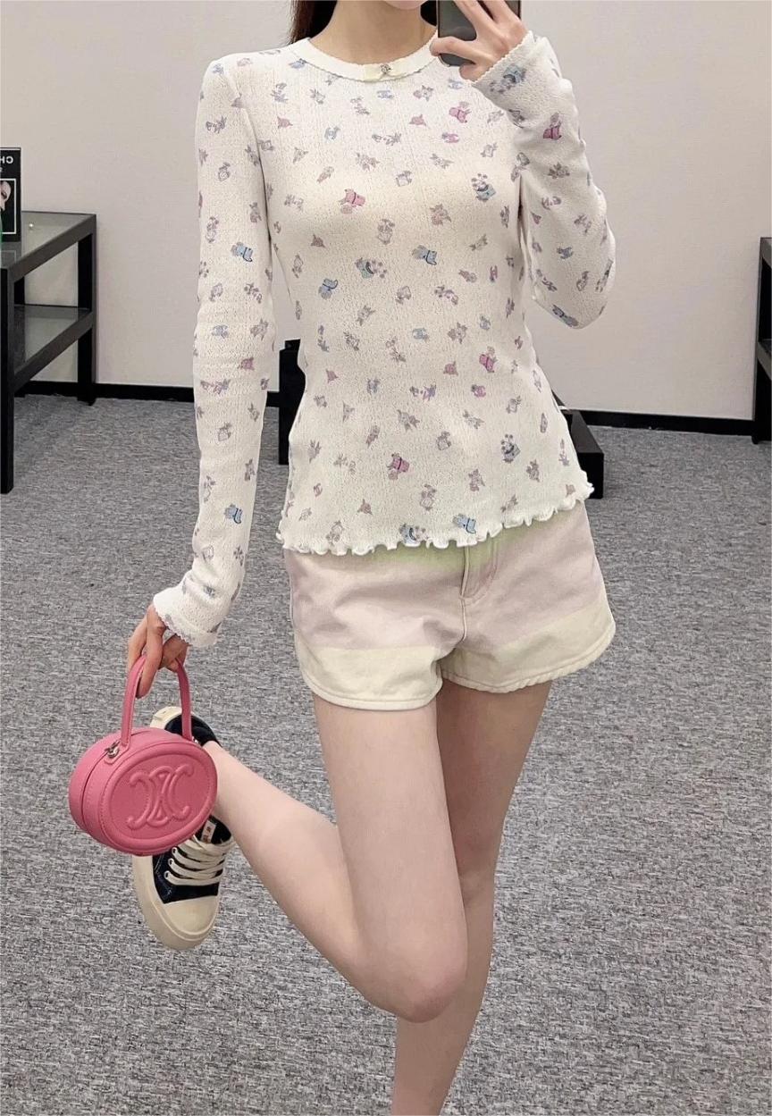 CHANE Painted Floral Bottom Shirt