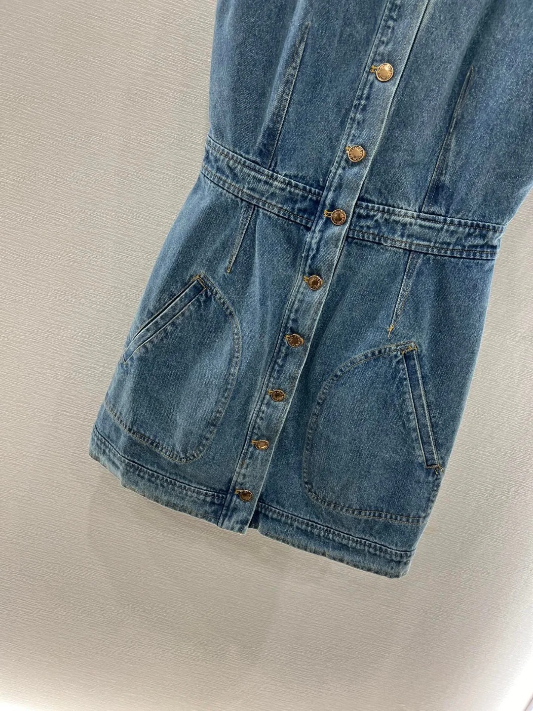 Louis Vuit25SS Sleeveless Vintage Denim Dress