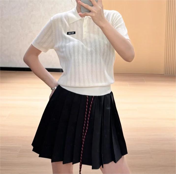 MIU25SS Wool Short Sleeve Polo Shirt