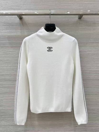 CC 25SS Double C-line high neck knitted sweater