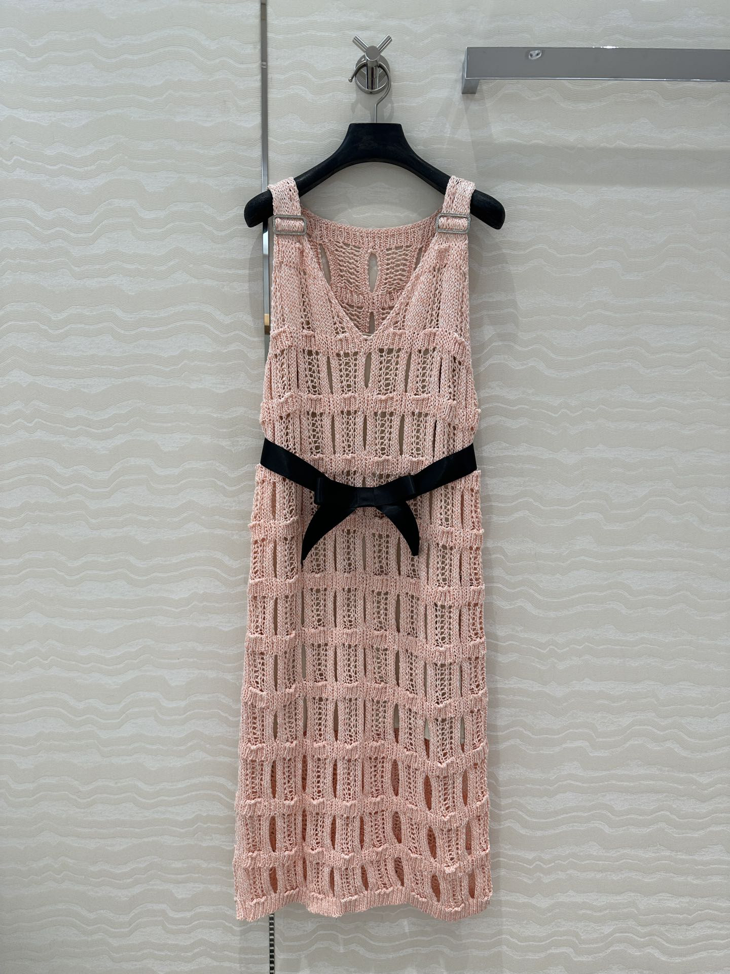 CHANE25SS Wispy Crochet Woven Back Vest Dress