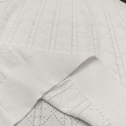 DIO25SS Embroidered Cutout Knit Crew Neck Vest