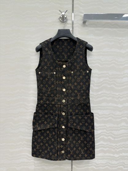 LU25SS jacquard logo denim undershirt dress