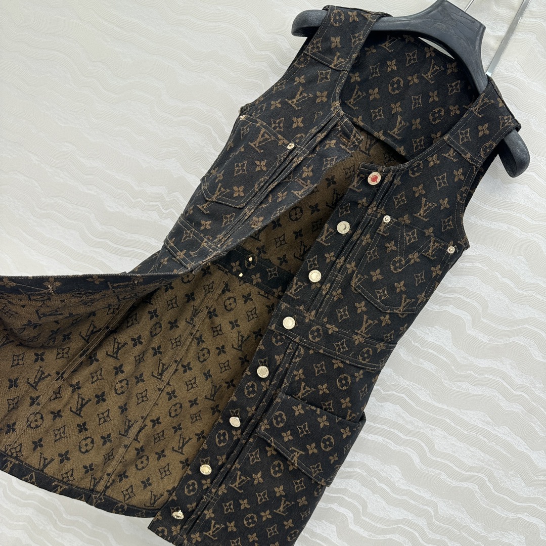 LU25SS jacquard logo denim undershirt dress