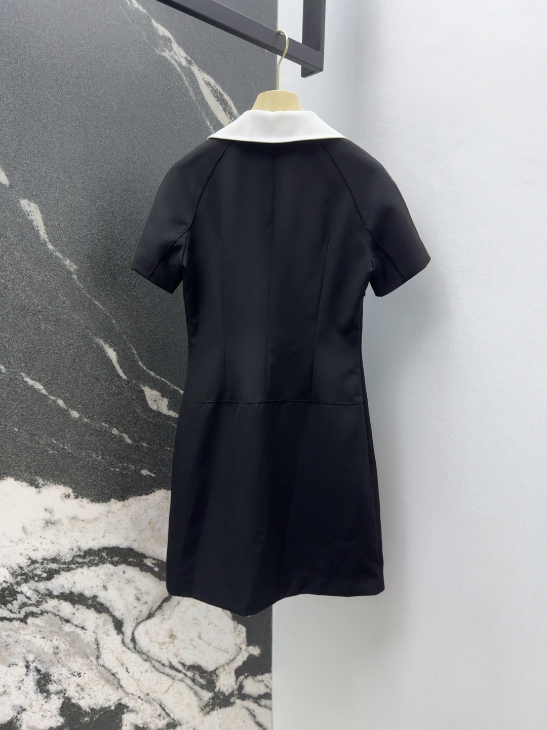 LU25SS Vintage French Doll Neck Black Dress