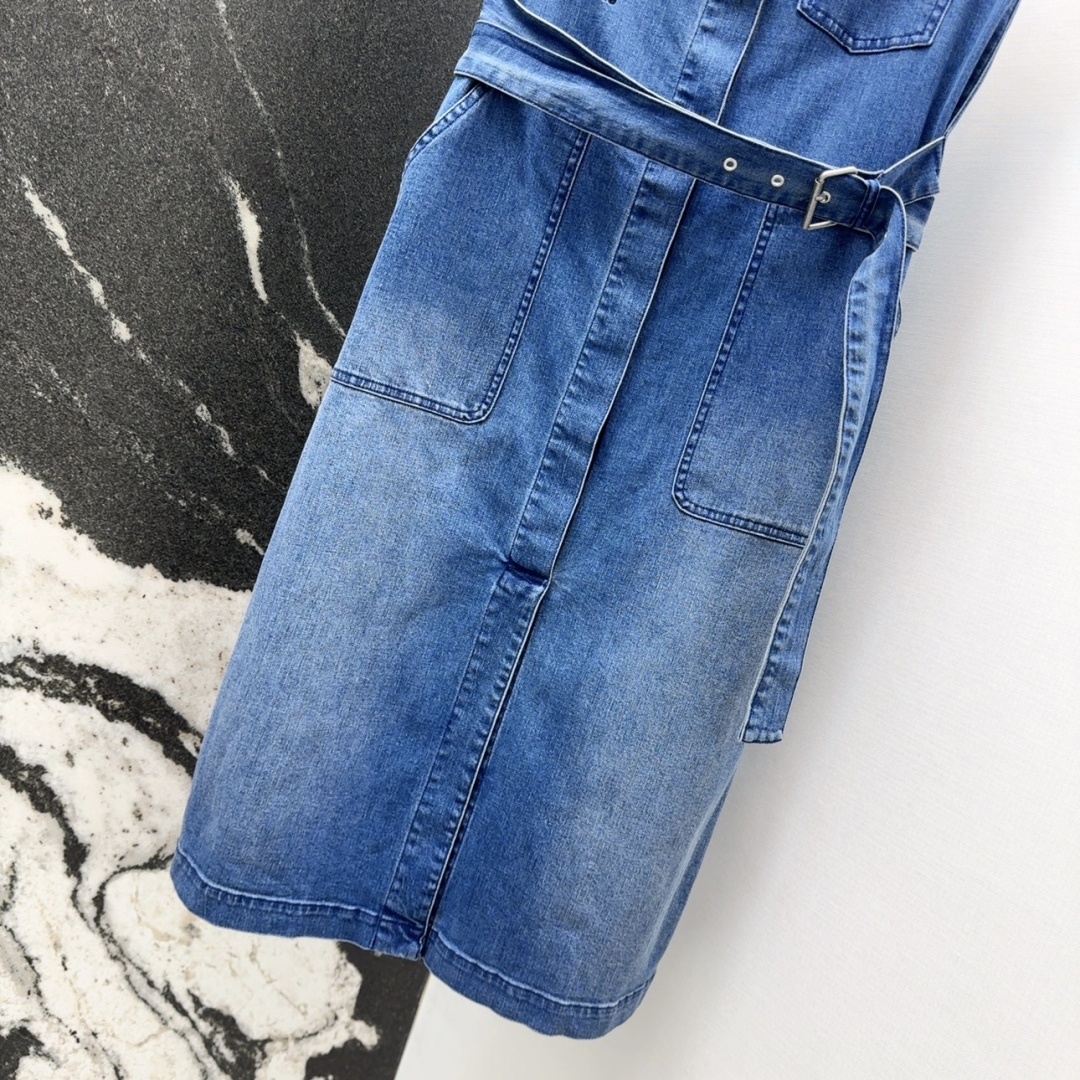 DIO25SS Asymmetrical Back Bandage Sheath Denim Skirt