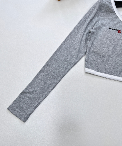 MIU25SS Sailboat Letter Embroidery Short Raglan T-Shirt