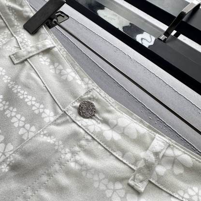 CHANE25SS Printed Pocket Denim Shorts