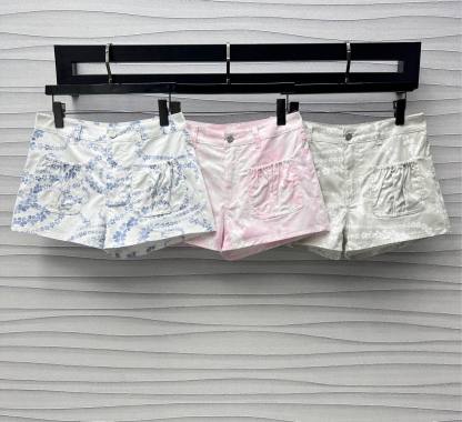 CHANE25SS Printed Pocket Denim Shorts