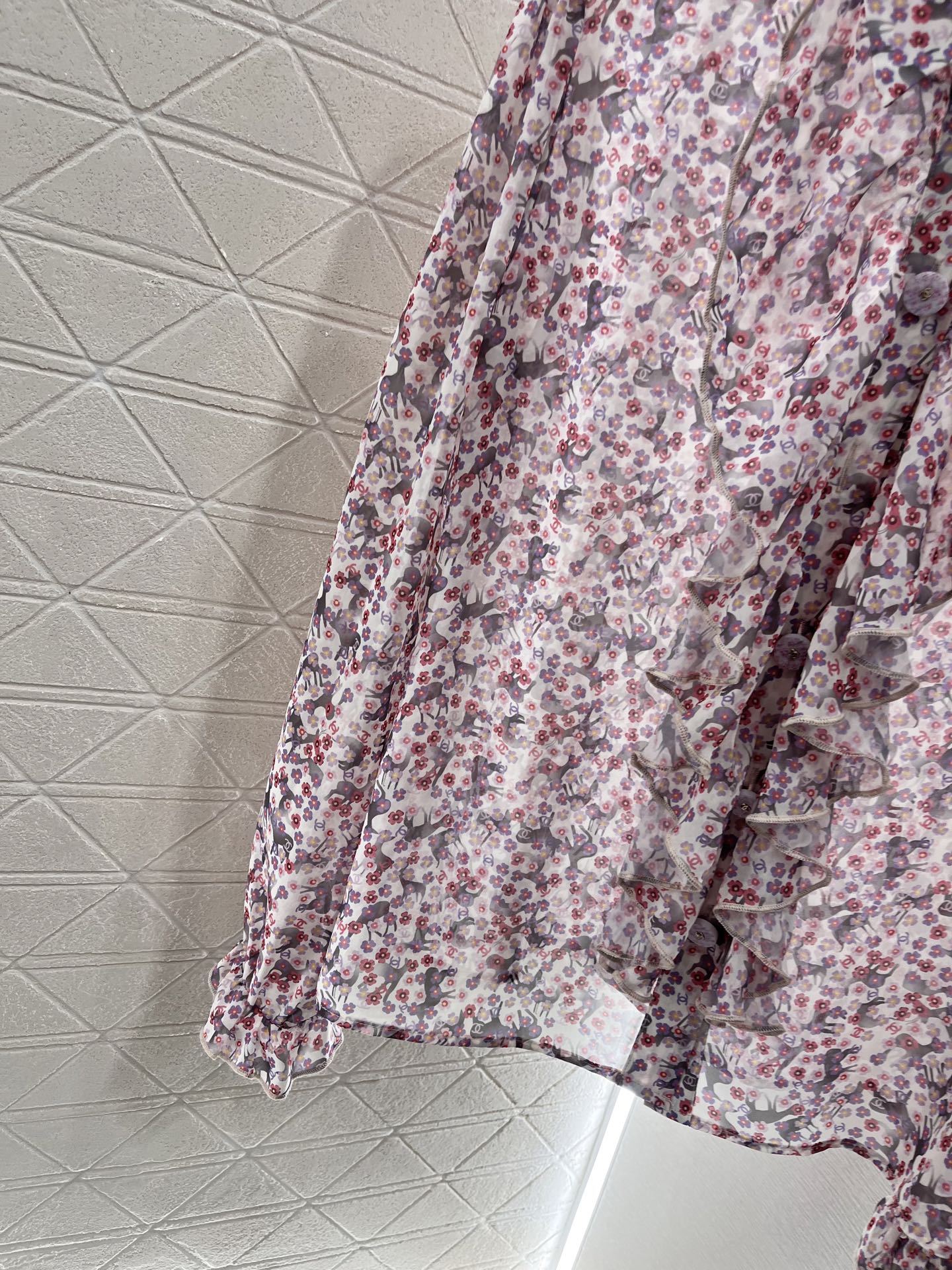 CHANE25SS lace floral shirt