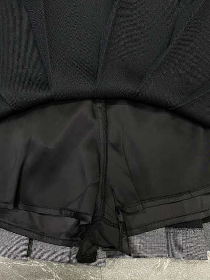 MIU Threaded Woven Letter Logo High Waisted Pleated Skirt