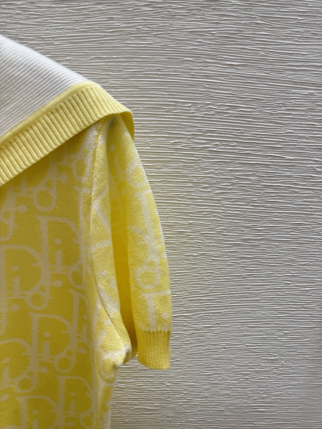 DIO25SS Navy Neck Lettered Jacquard Knit Short Sleeve