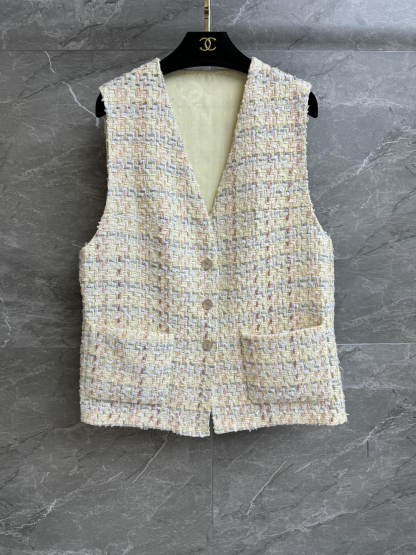 CHANE25SS yellow tweed vest