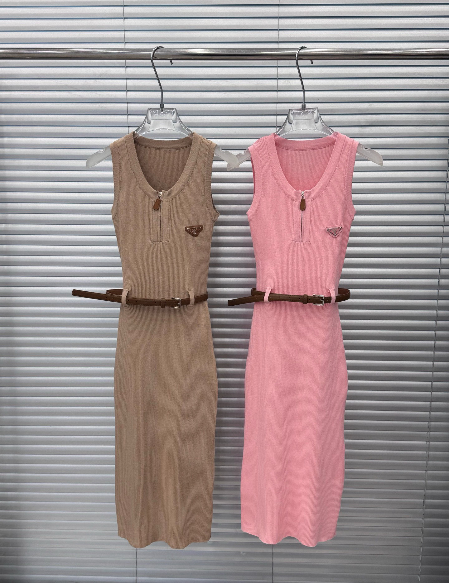 PRAD Triangle Label Zipper Dress