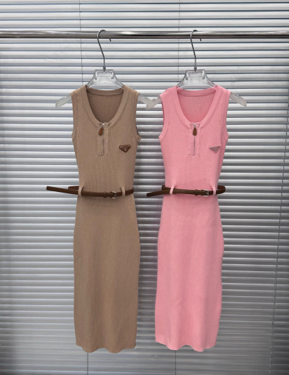 PRAD Triangle Label Zipper Dress