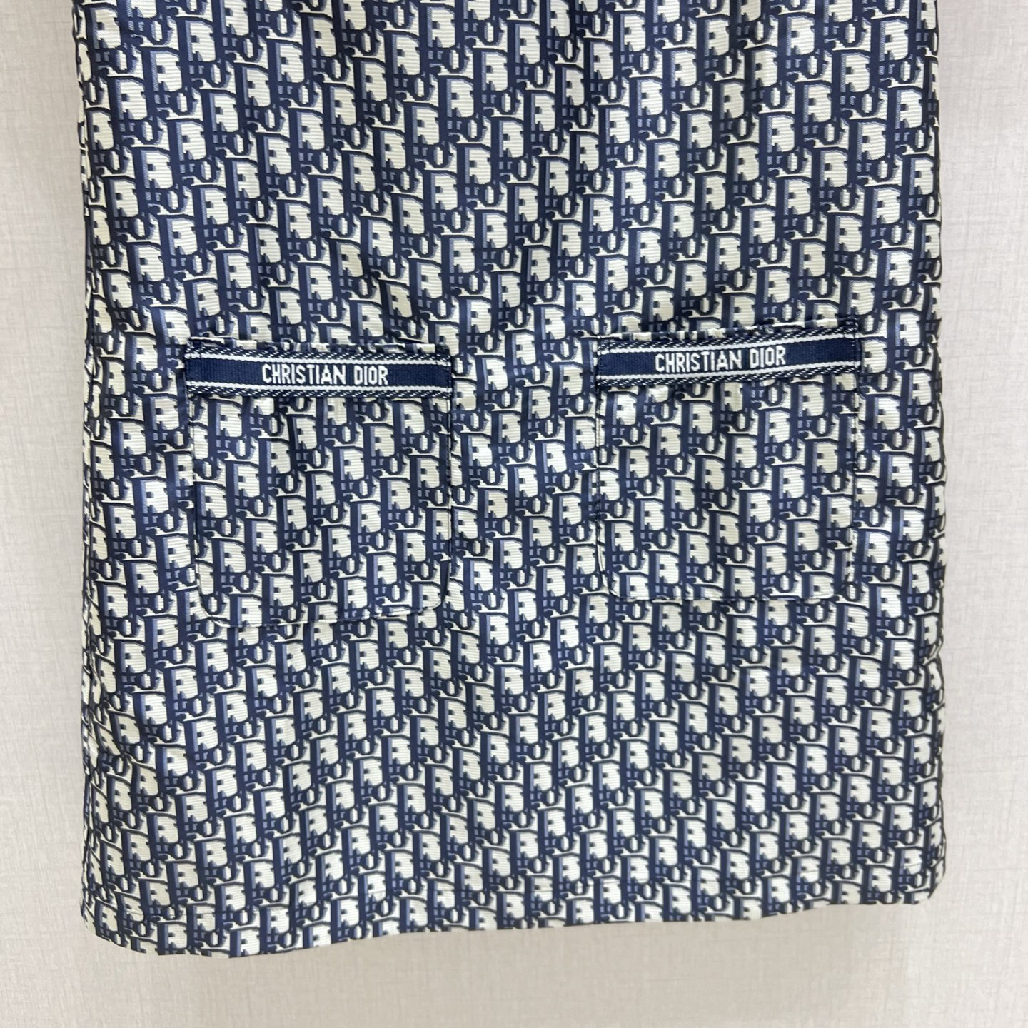 DIO25SS Classic Old Flower Pocket Weave Round Neck Short Sleeve Dress