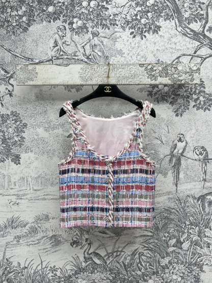 CHANE25SS Colorful Woven Tweed Vest