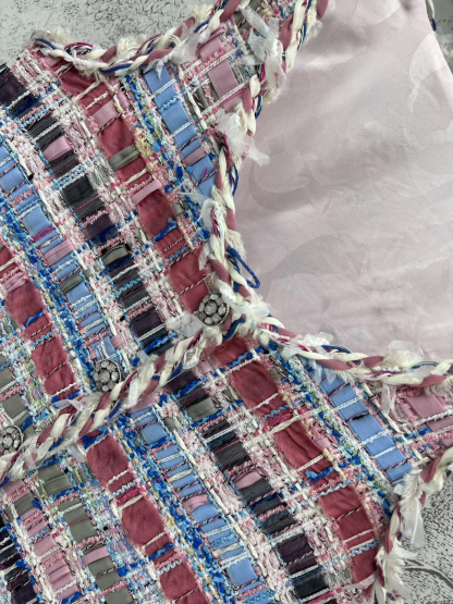 CHANE25SS Colorful Woven Tweed Vest