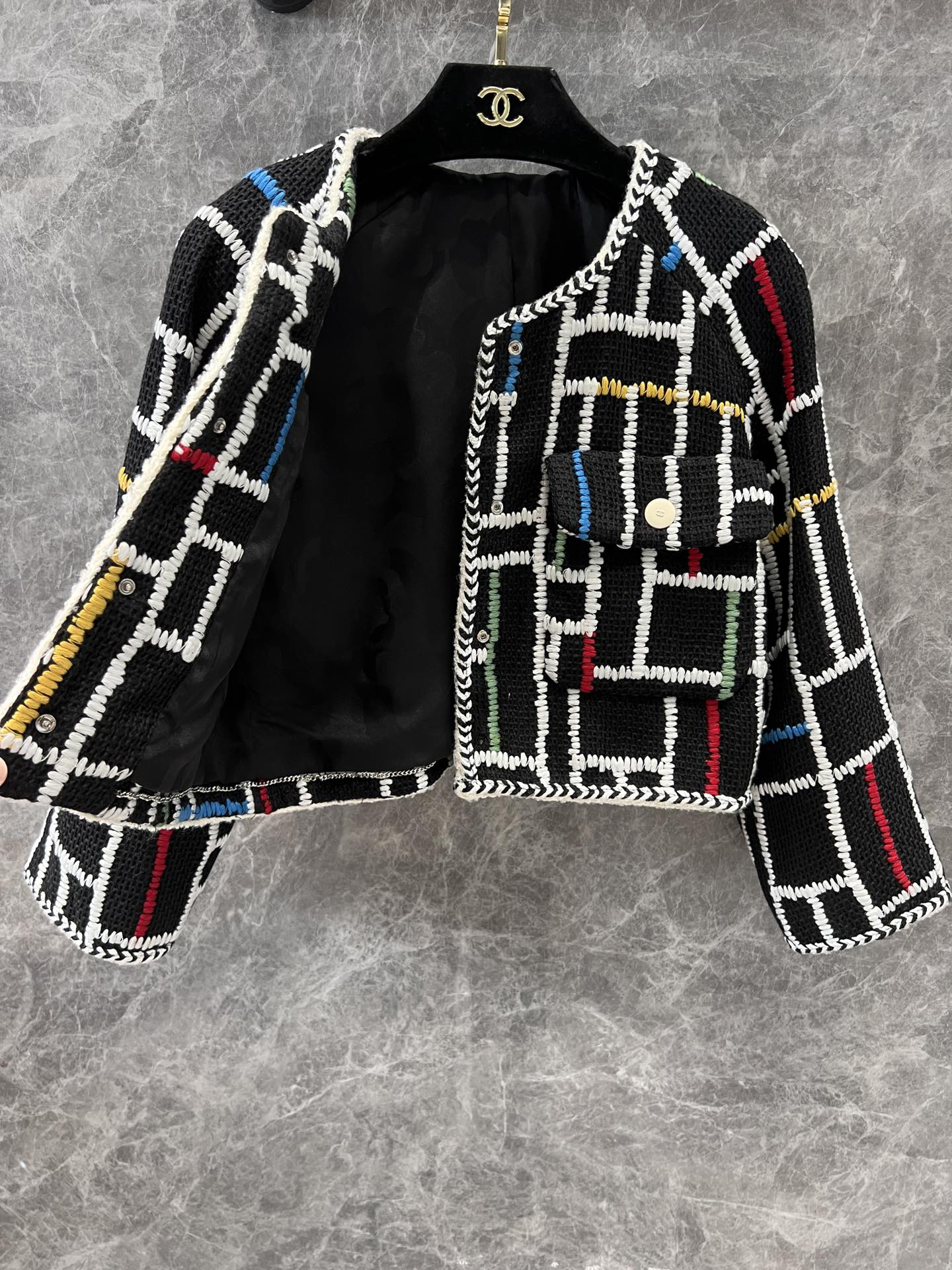 CHANE25SS colorful striped chambray jacket