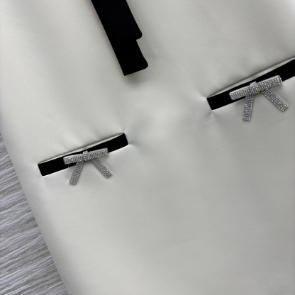 PRAD25SS Black and White Color Clash Vest Dress