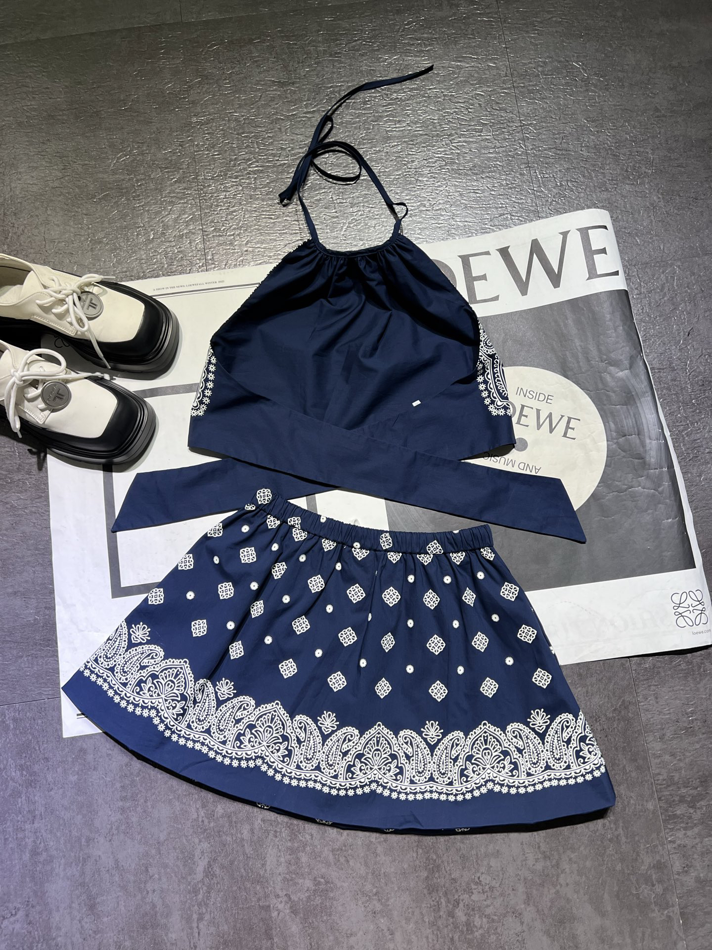 MIU25SS Backless Little Camisole with Ultra Short Half Skirt Set