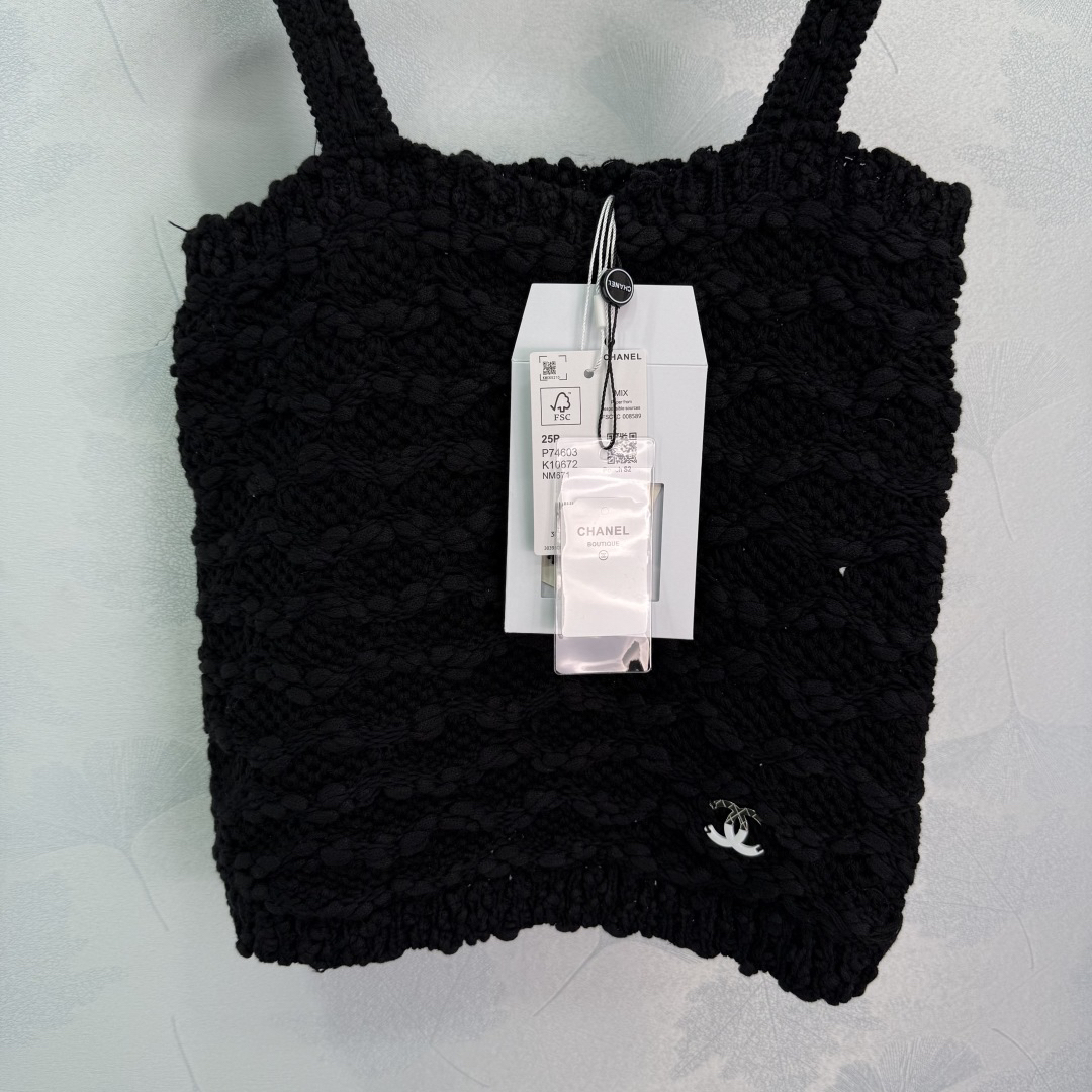 CHANE25SS three-dimensional hand-crocheted knit tank top