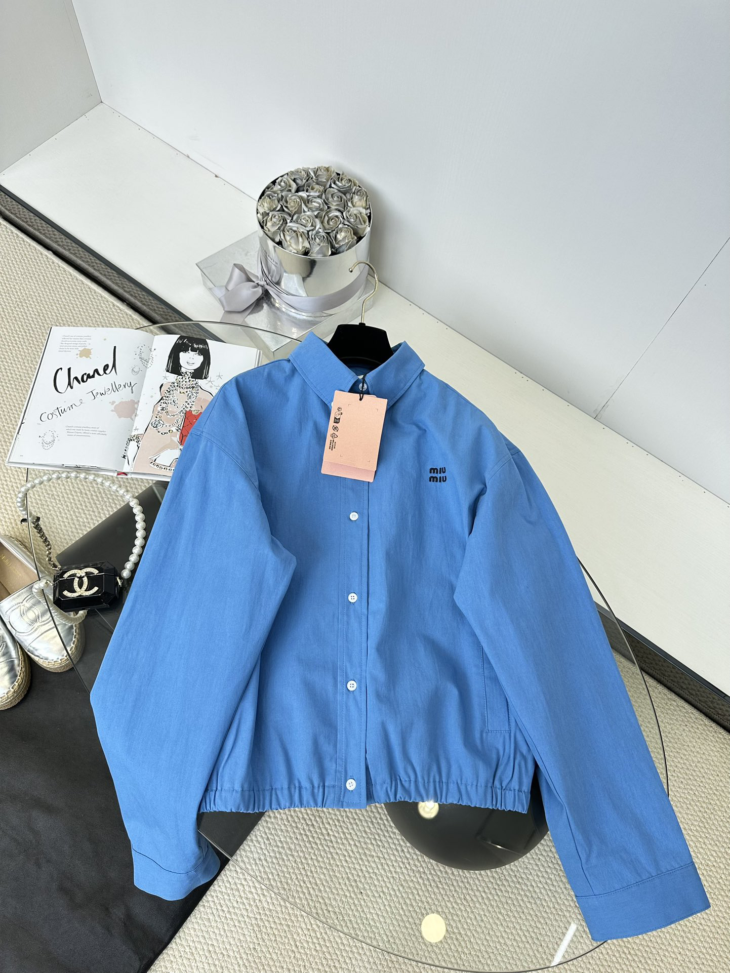 MIU25SS embroidered monogrammed logo shirt