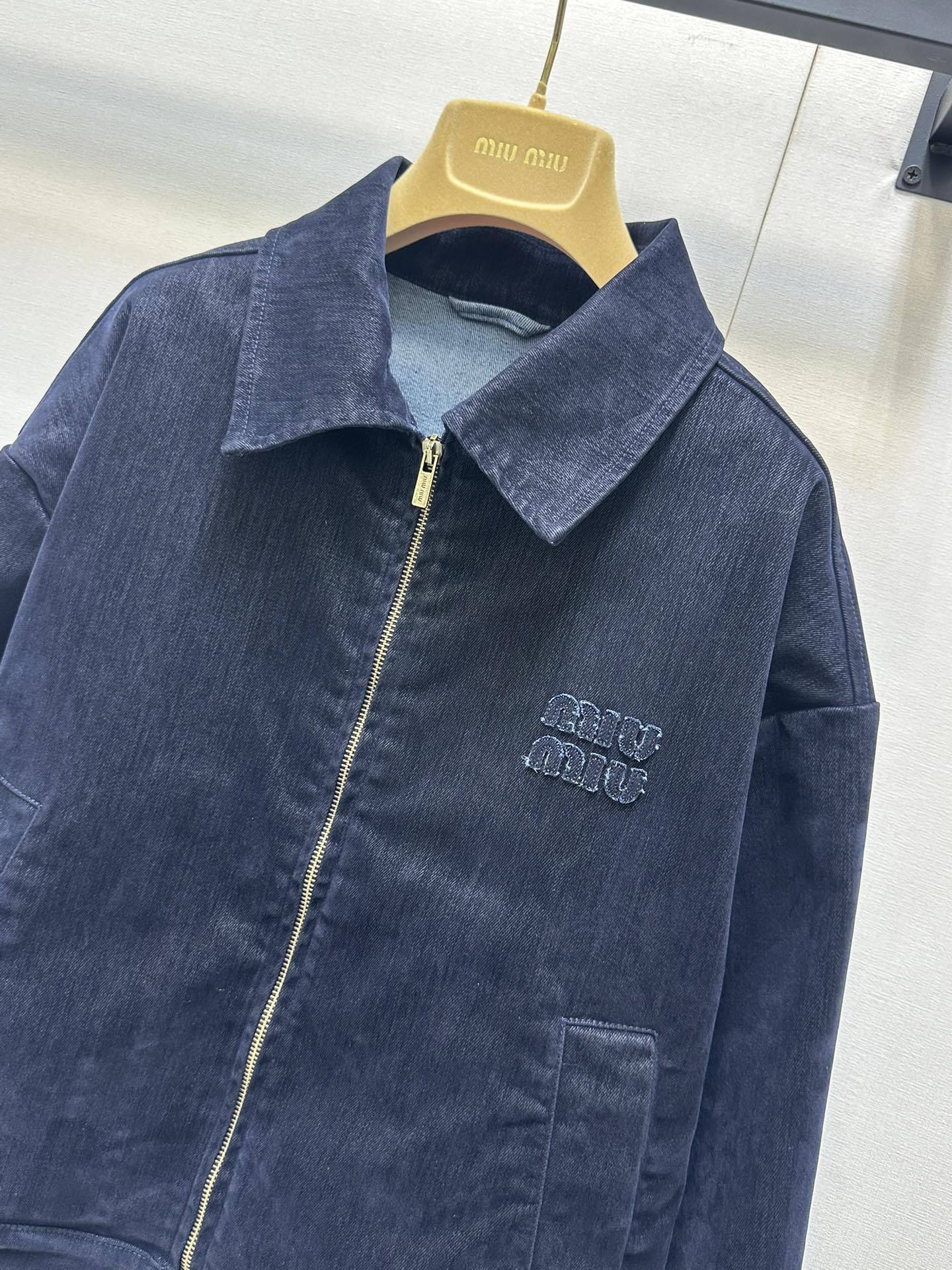 MIU25SS denim zipper jacket