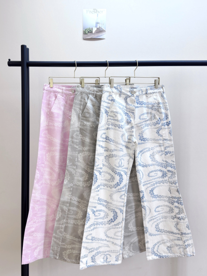 CHANE25SS printed denim micro trousers