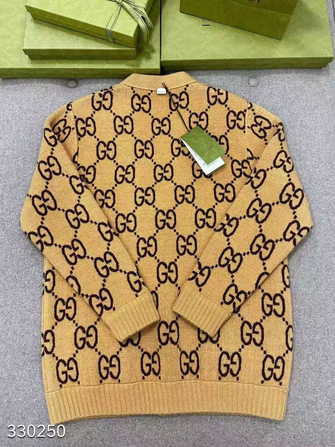 GG Classic vintage double-sided knitted wool cardigan