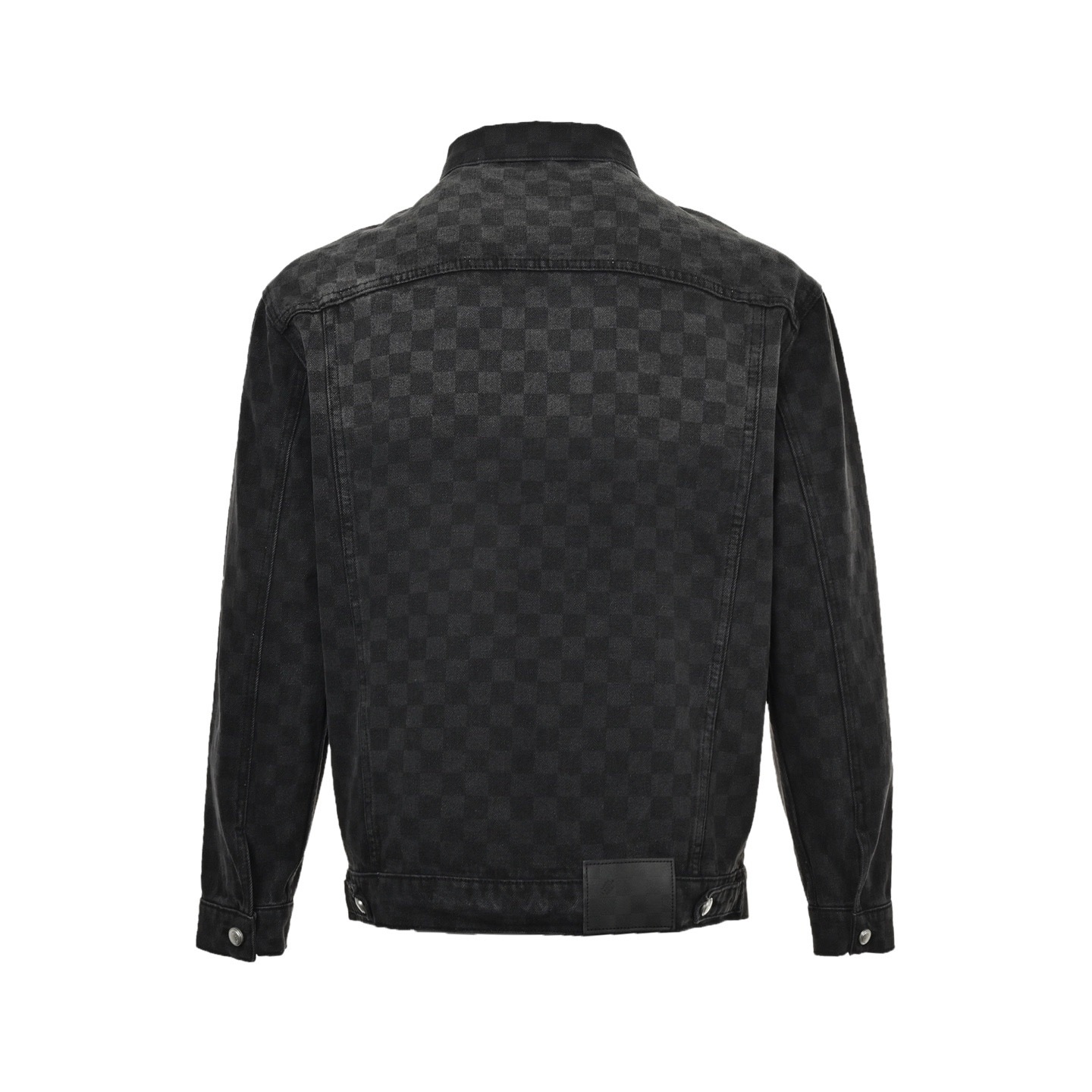 1V Black checkerboard denim jacket