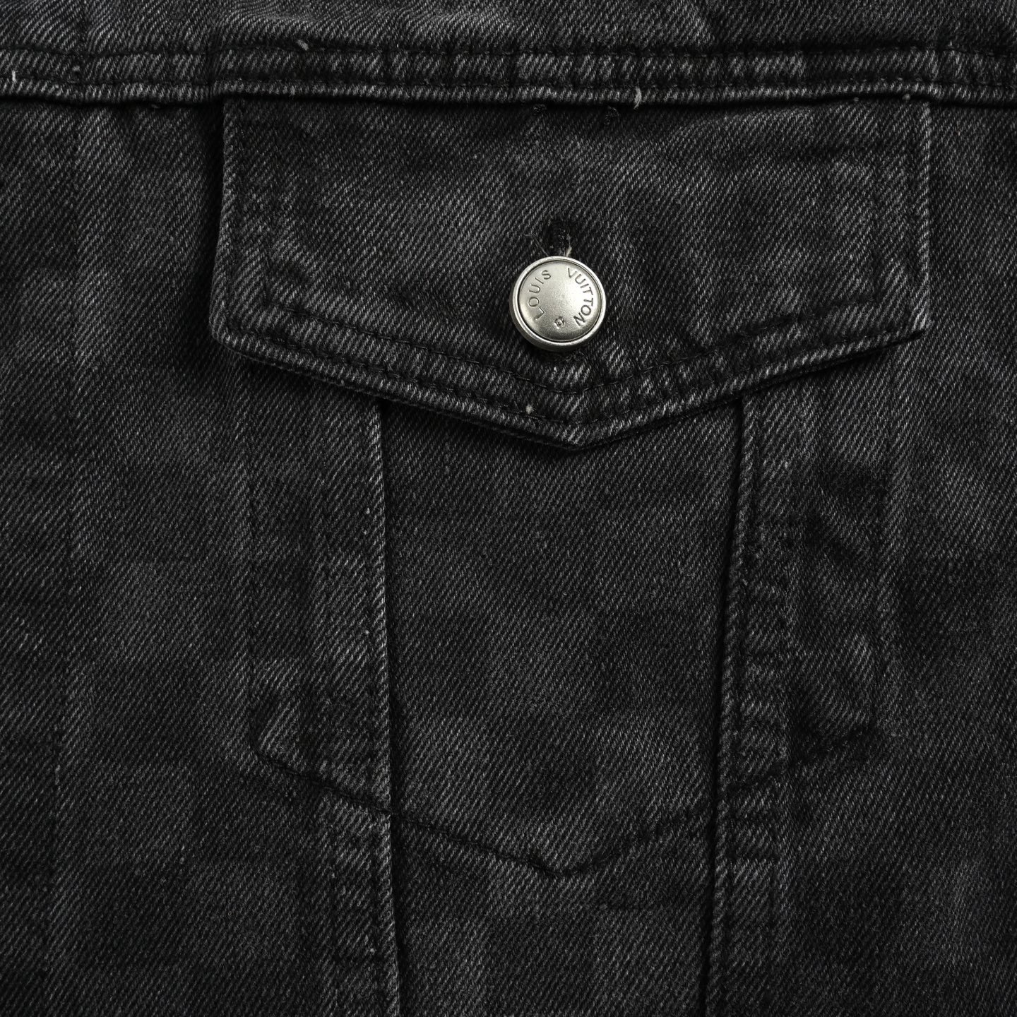 1V Black checkerboard denim jacket
