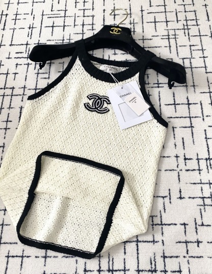 CHAN 25SS Hanging neck double C logo vest