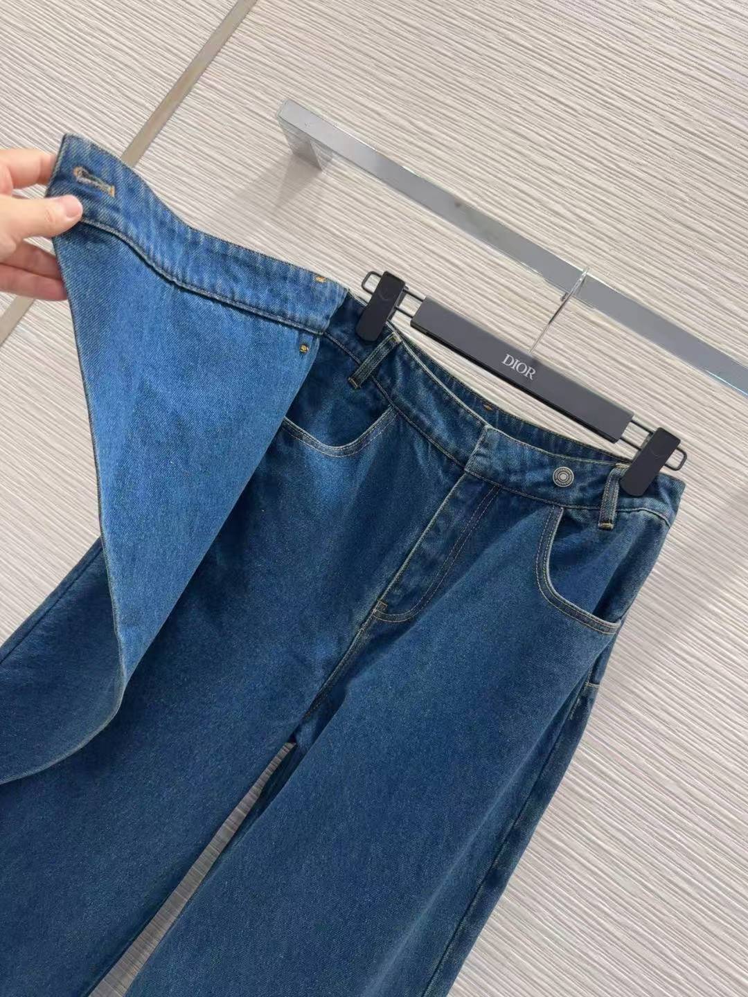 CD 25SS Fake two denim pants with skirt edges