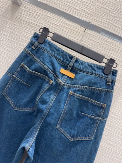 CD 25SS Fake two denim pants with skirt edges