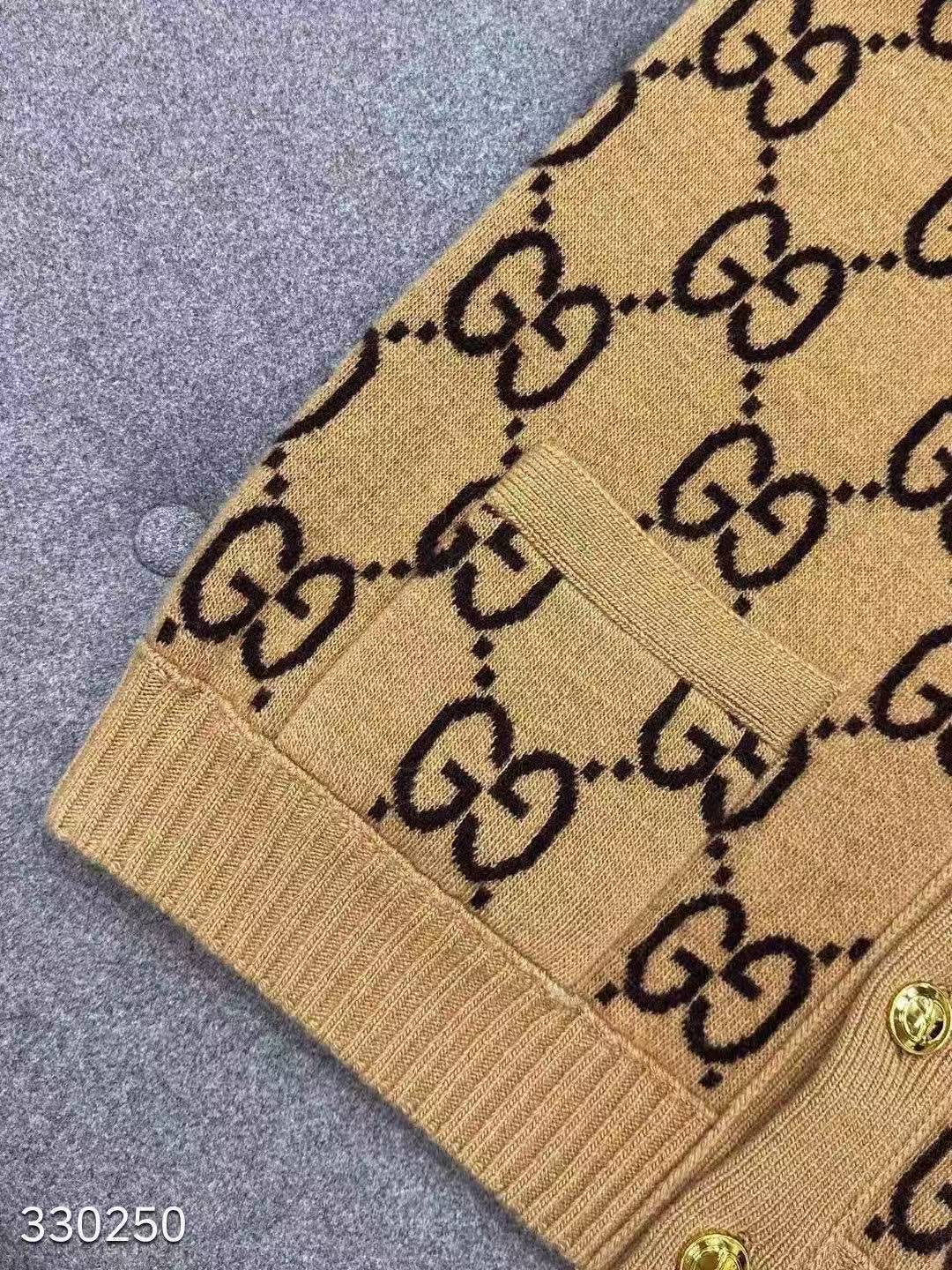 GG Classic vintage double-sided knitted wool cardigan